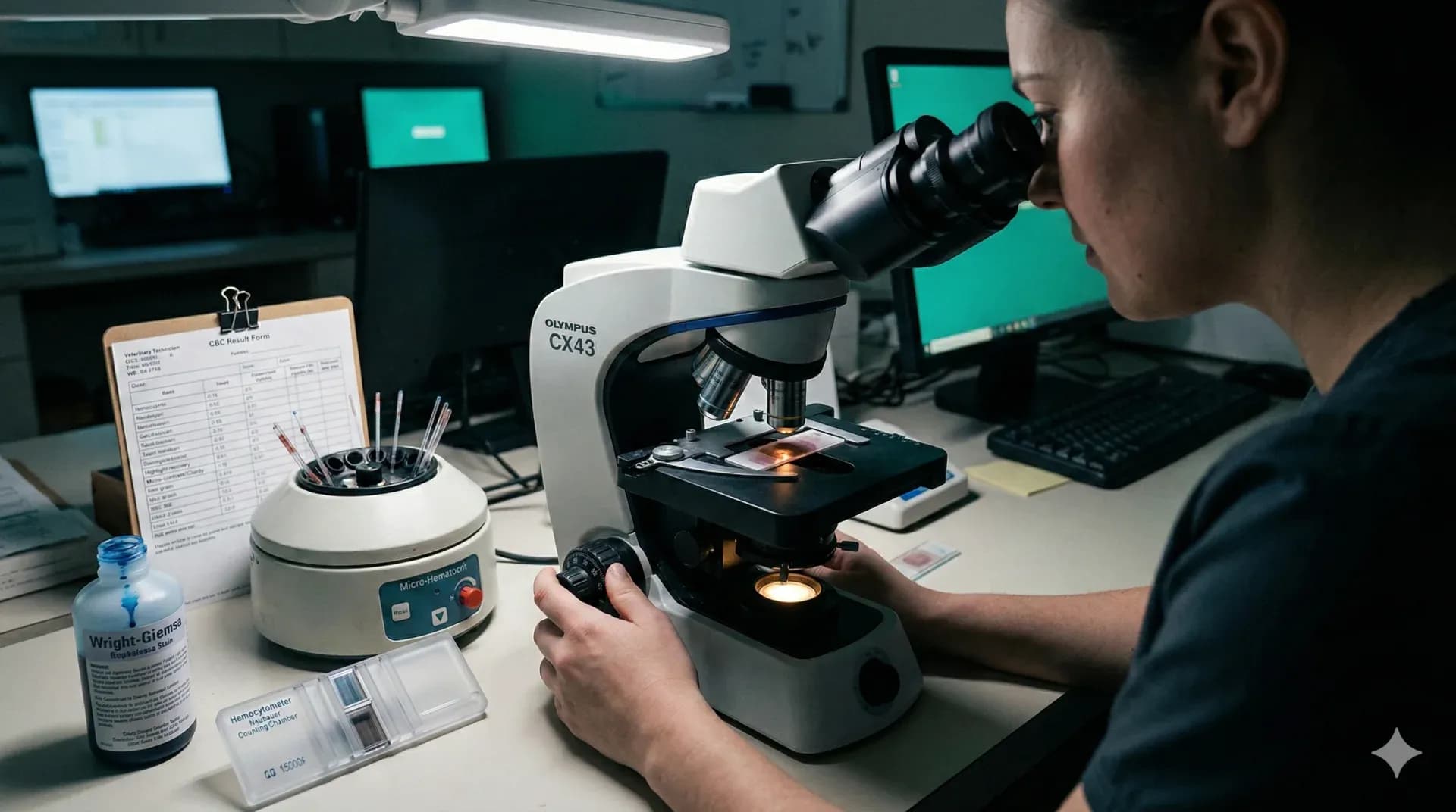 Diagnostyka laboratoryjna - mikroskop w laboratorium weterynaryjnym
